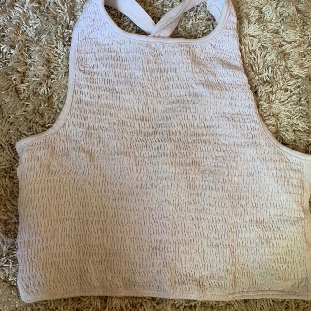 white rouche crop top from tillys